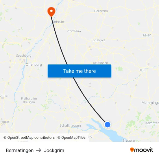 Bermatingen to Jockgrim map