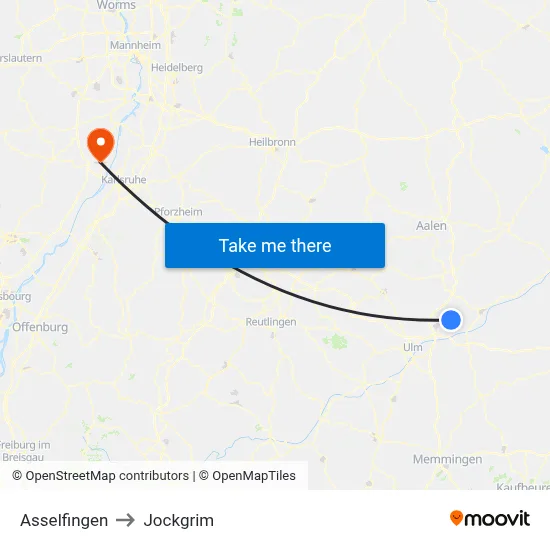 Asselfingen to Jockgrim map