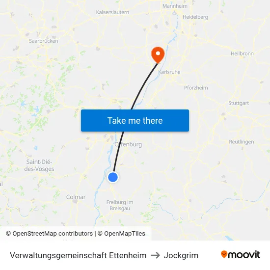 Verwaltungsgemeinschaft Ettenheim to Jockgrim map