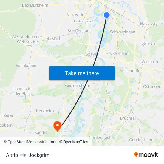 Altrip to Jockgrim map