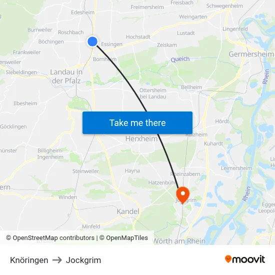 Knöringen to Jockgrim map