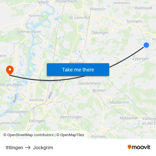 Ittlingen to Jockgrim map