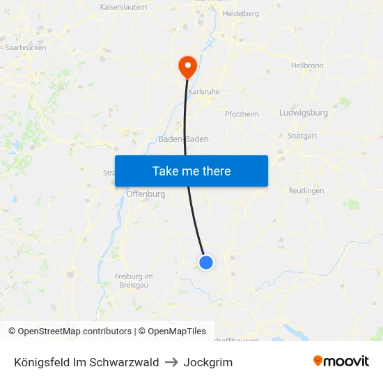 Königsfeld Im Schwarzwald to Jockgrim map
