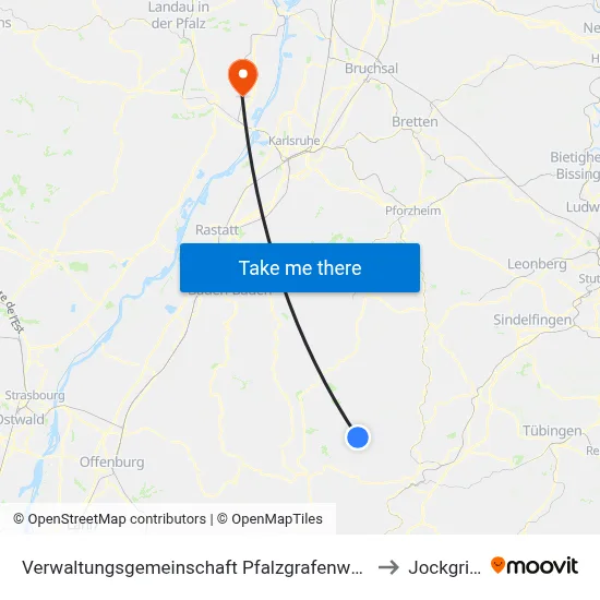 Verwaltungsgemeinschaft Pfalzgrafenweiler to Jockgrim map