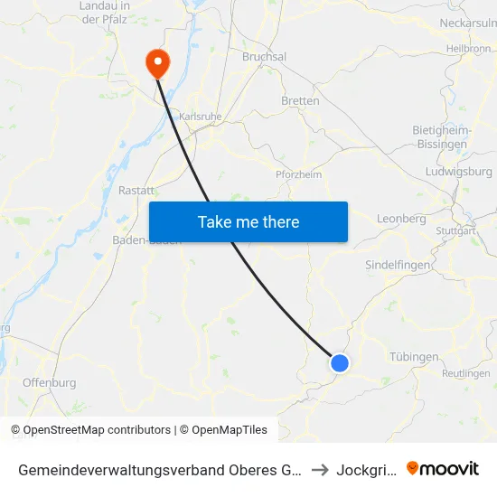 Gemeindeverwaltungsverband Oberes Gäu to Jockgrim map