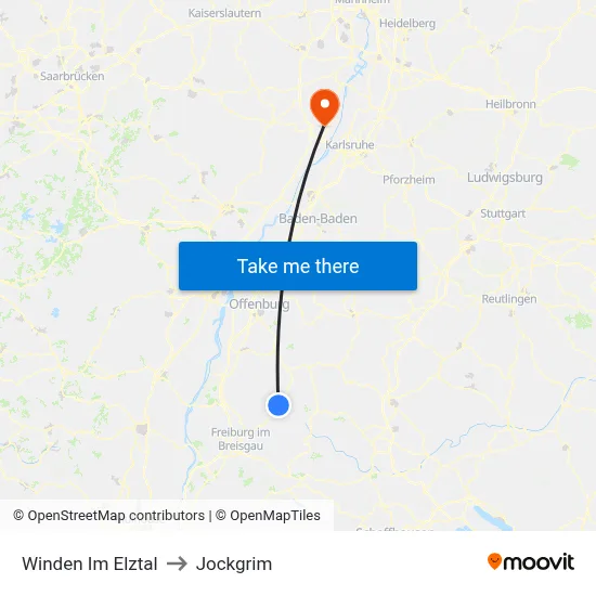 Winden Im Elztal to Jockgrim map