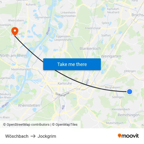 Wöschbach to Jockgrim map