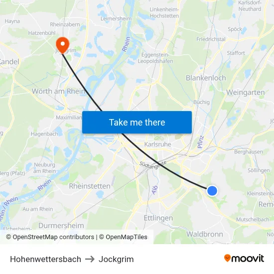 Hohenwettersbach to Jockgrim map