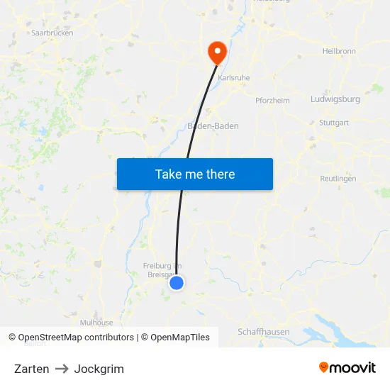 Zarten to Jockgrim map