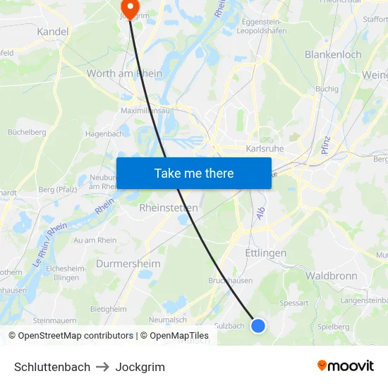 Schluttenbach to Jockgrim map