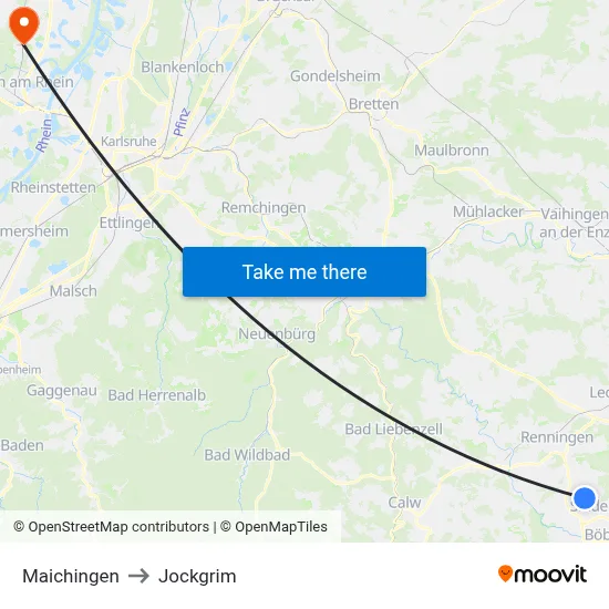 Maichingen to Jockgrim map