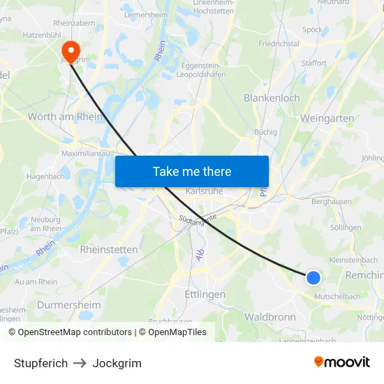 Stupferich to Jockgrim map