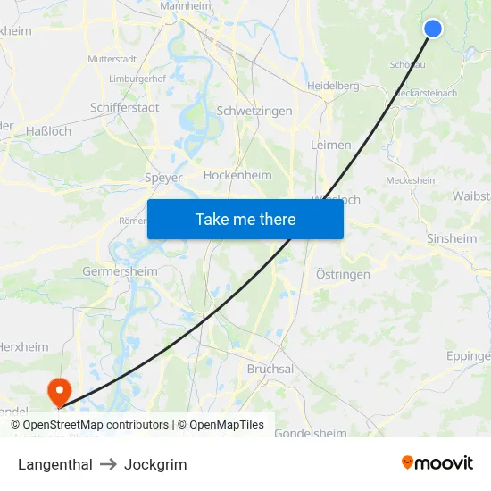 Langenthal to Jockgrim map