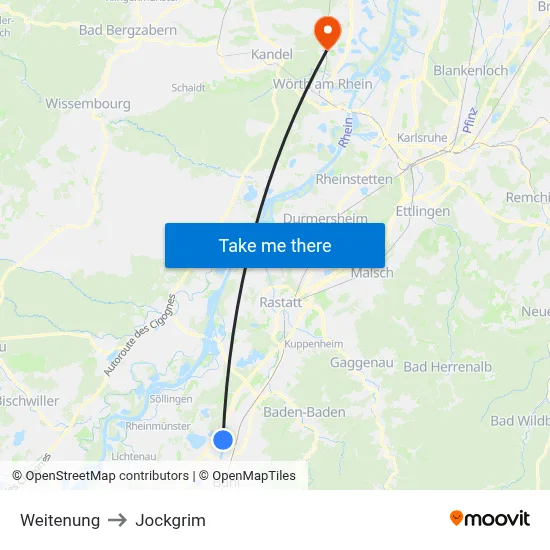 Weitenung to Jockgrim map