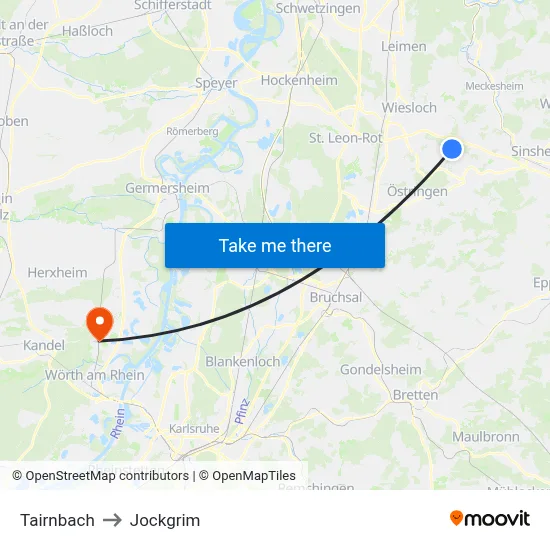 Tairnbach to Jockgrim map