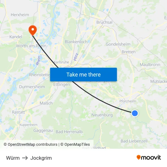 Würm to Jockgrim map