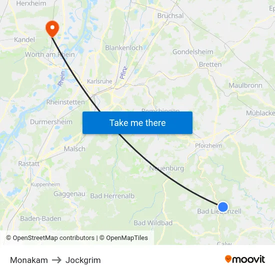 Monakam to Jockgrim map