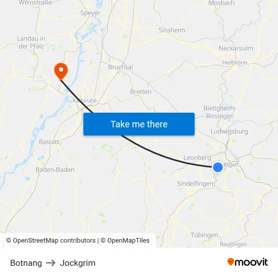 Botnang to Jockgrim map