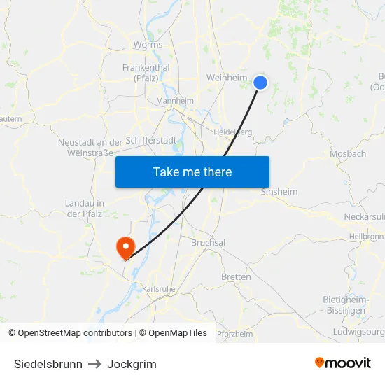 Siedelsbrunn to Jockgrim map