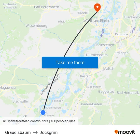 Grauelsbaum to Jockgrim map