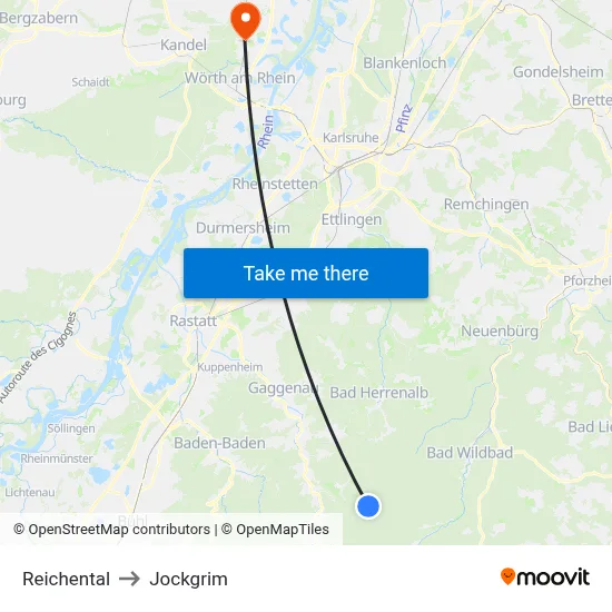 Reichental to Jockgrim map