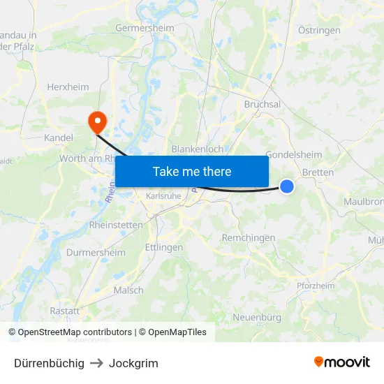Dürrenbüchig to Jockgrim map