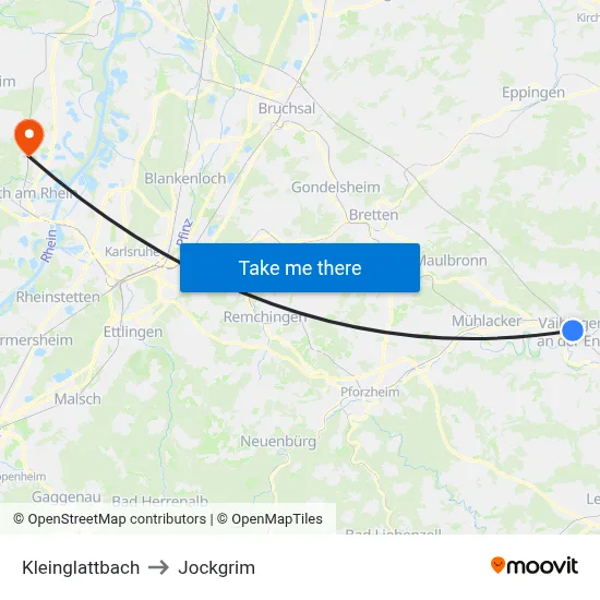 Kleinglattbach to Jockgrim map