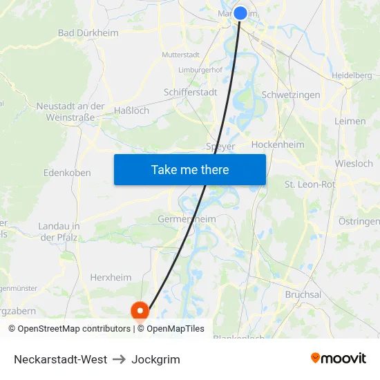 Neckarstadt-West to Jockgrim map
