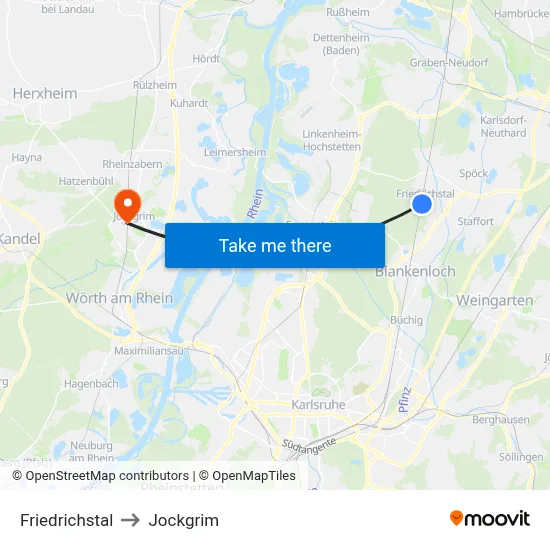 Friedrichstal to Jockgrim map