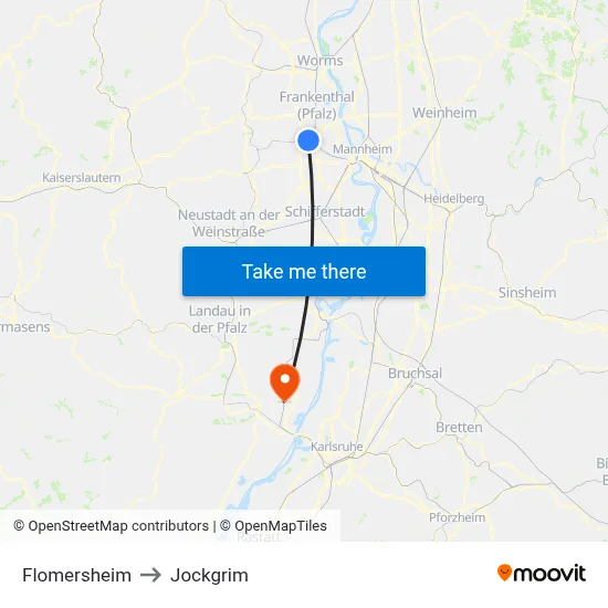 Flomersheim to Jockgrim map
