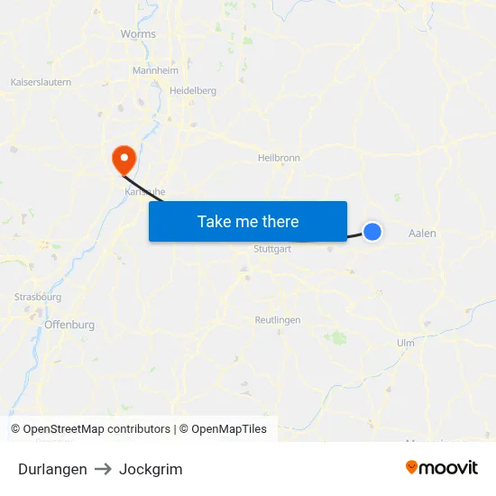 Durlangen to Jockgrim map
