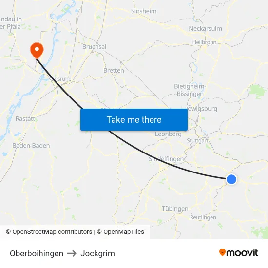 Oberboihingen to Jockgrim map