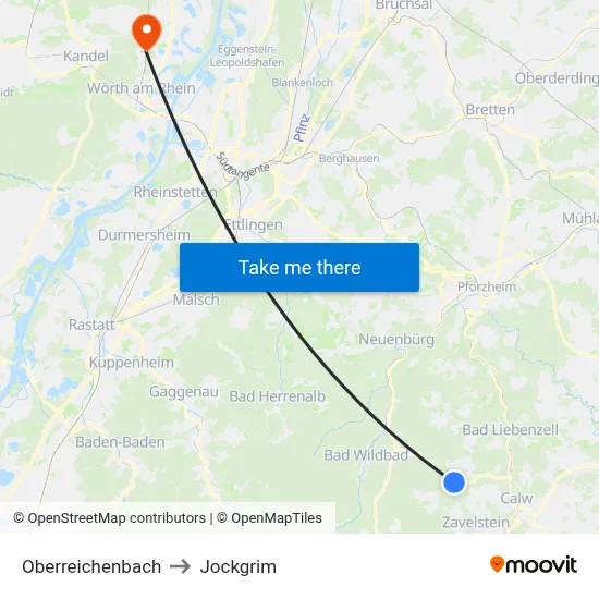 Oberreichenbach to Jockgrim map