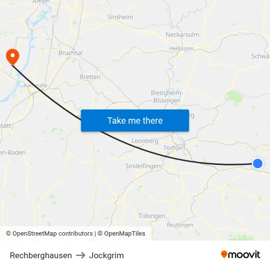 Rechberghausen to Jockgrim map