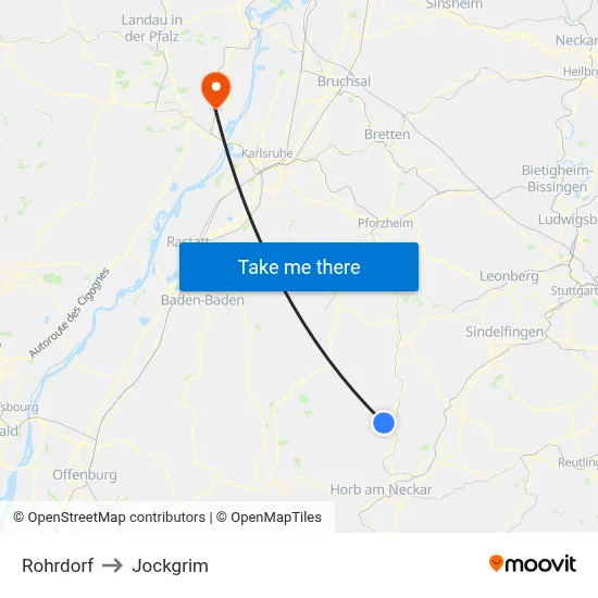 Rohrdorf to Jockgrim map
