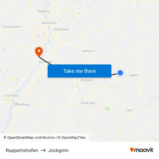 Ruppertshofen to Jockgrim map