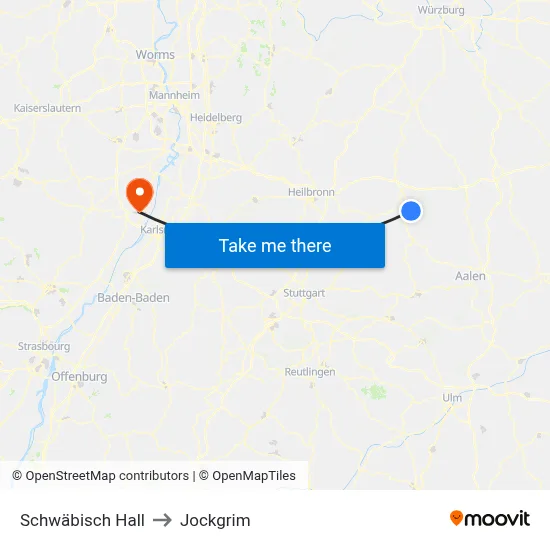 Schwäbisch Hall to Jockgrim map