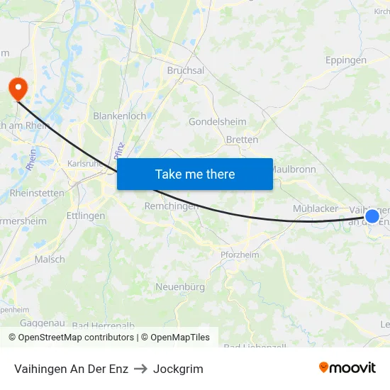 Vaihingen An Der Enz to Jockgrim map
