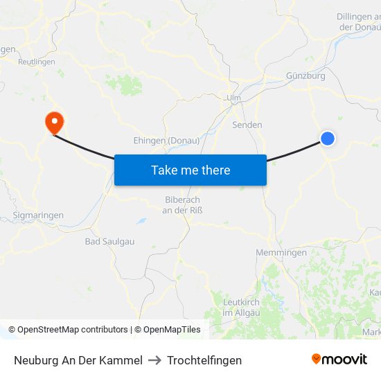 Neuburg An Der Kammel to Trochtelfingen map