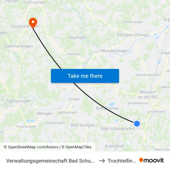 Verwaltungsgemeinschaft Bad Schussenried to Trochtelfingen map