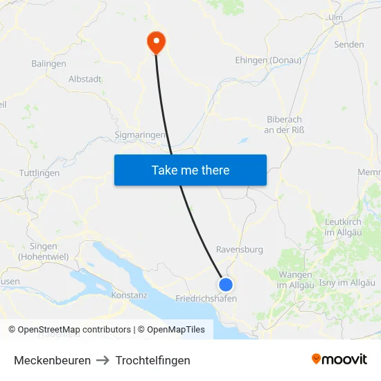Meckenbeuren to Trochtelfingen map