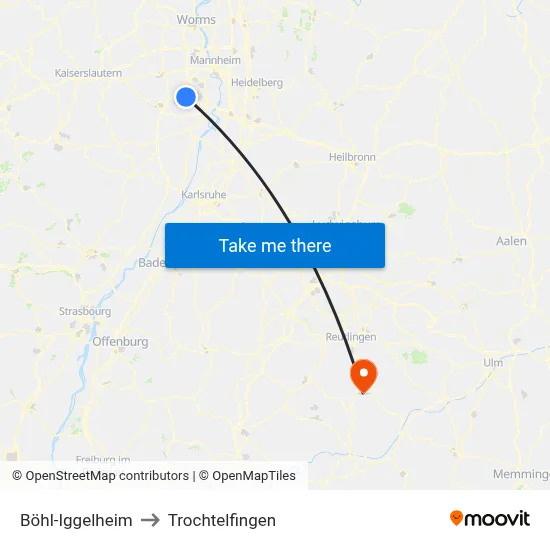 Böhl-Iggelheim to Trochtelfingen map