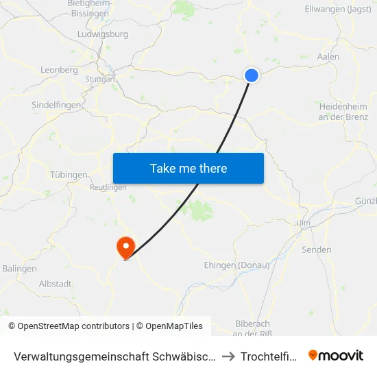 Verwaltungsgemeinschaft Schwäbisch Gmünd to Trochtelfingen map