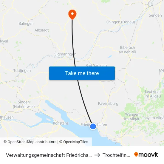 Verwaltungsgemeinschaft Friedrichshafen to Trochtelfingen map