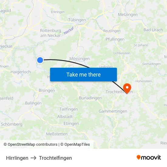 Hirrlingen to Trochtelfingen map