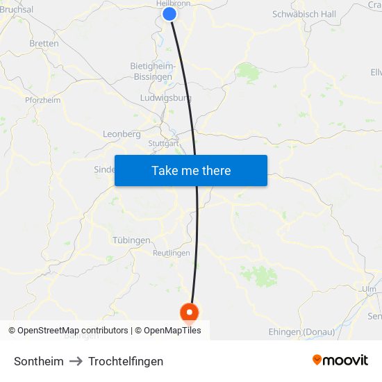 Sontheim to Trochtelfingen map