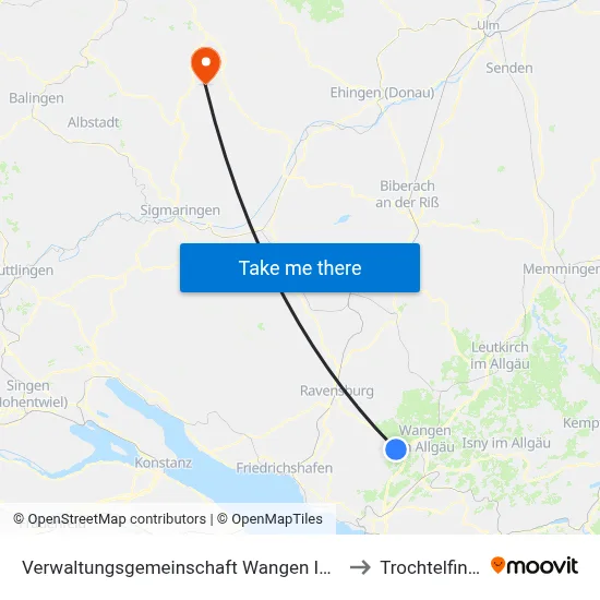 Verwaltungsgemeinschaft Wangen Im Allgäu to Trochtelfingen map