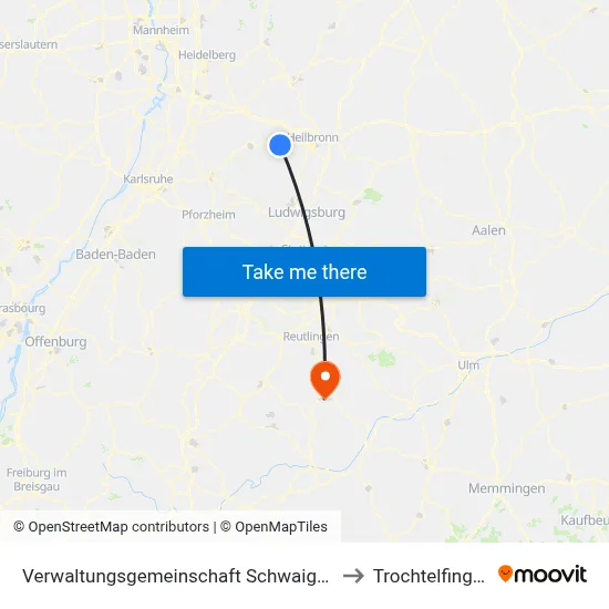 Verwaltungsgemeinschaft Schwaigern to Trochtelfingen map