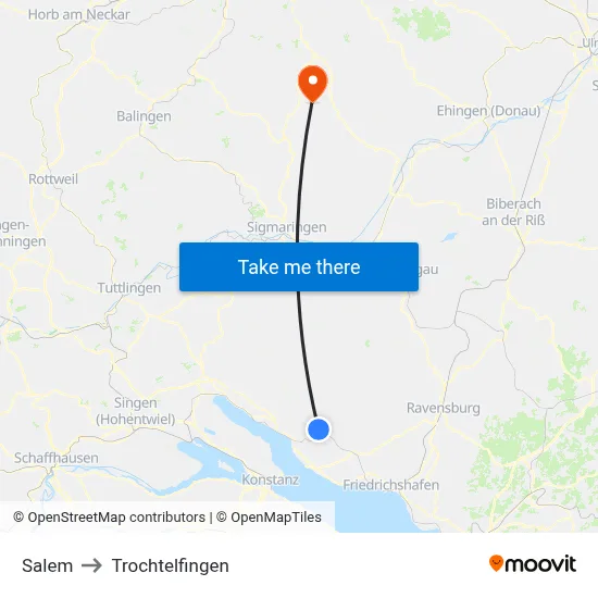 Salem to Trochtelfingen map