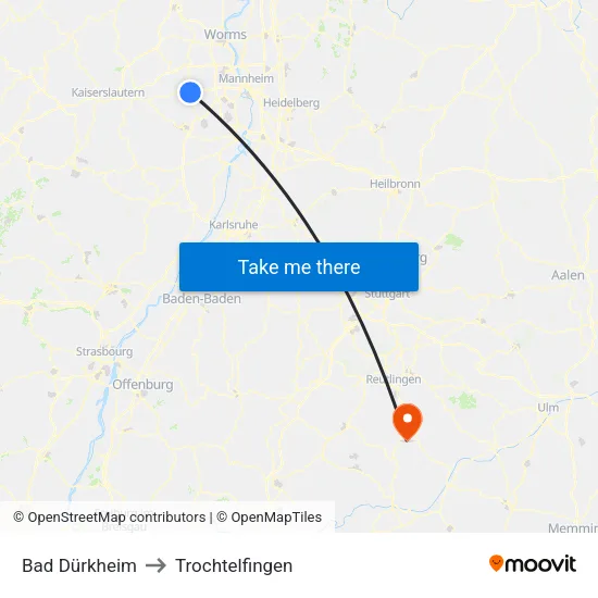 Bad Dürkheim to Trochtelfingen map